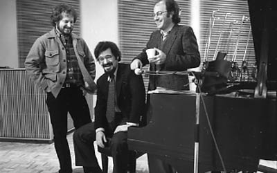 [Bill McGlaughlin, Pinchas Zukerman and Marc Neikrug following a Saint Paul Sunday session in 1981]