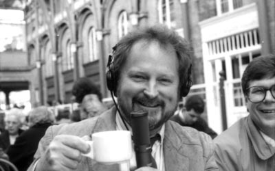 [London, England: Bill enjoys some Saint Paul Sunday Morning espresso in October, 1990.)]