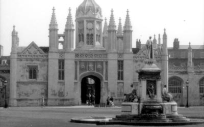 [The entrance to King's College Chapel in Cambridge, England.)]
