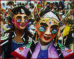 Masked festival participants